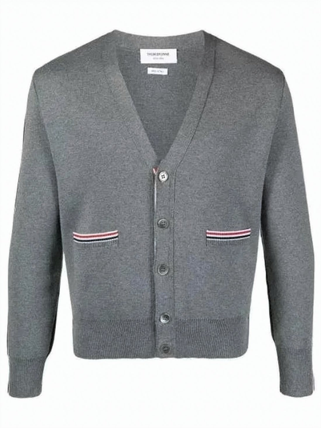 Cropped Grey Cardigan with V-Neckline and Button-Down Front