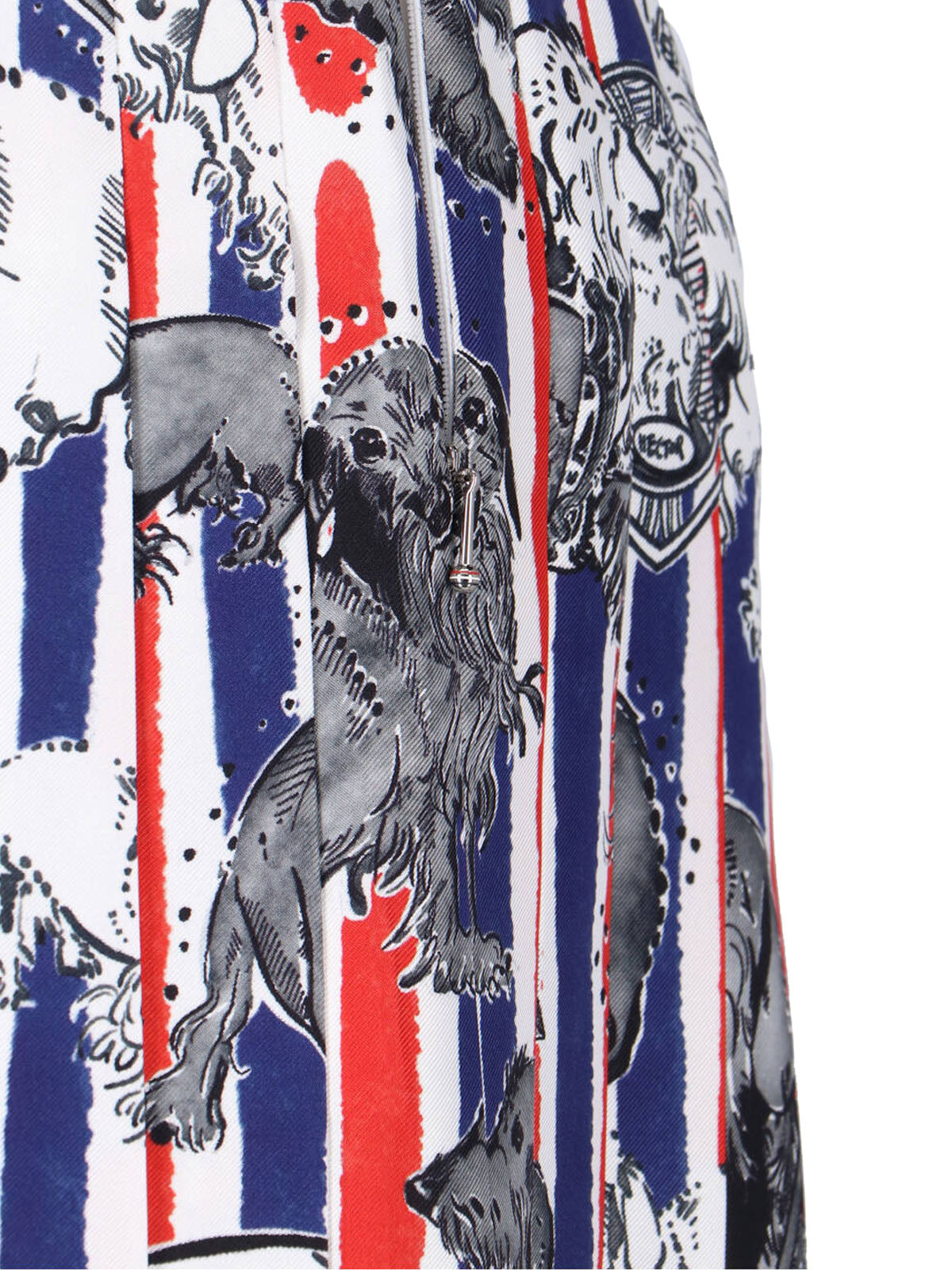 Multicolor Hector Dog Pleated Silk Skirt