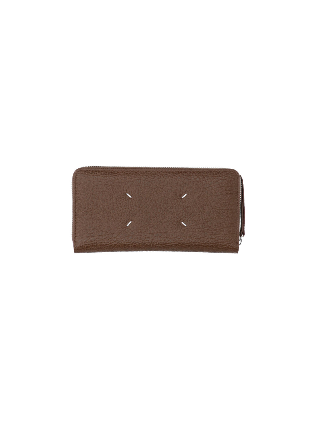 Brown Four Stitches Textured Leather Wallet