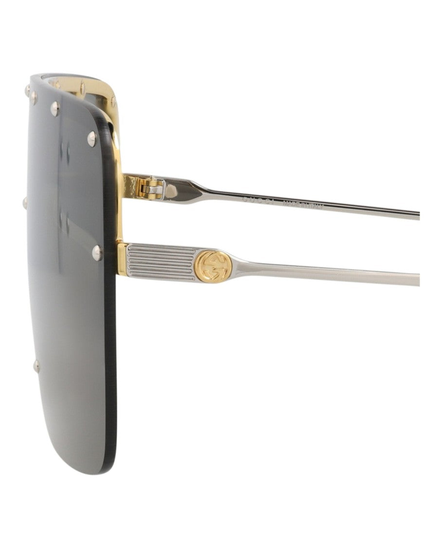 Shield-Frame Metal Sunglasses