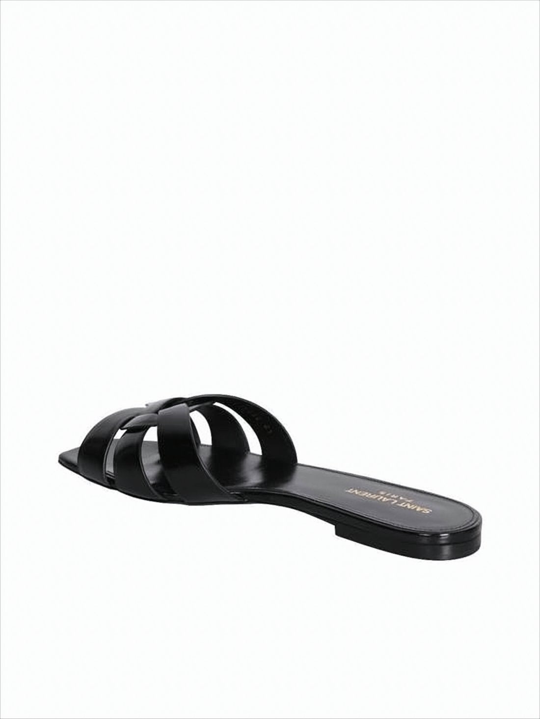 Flat Black Mule Sandals with Square Toe