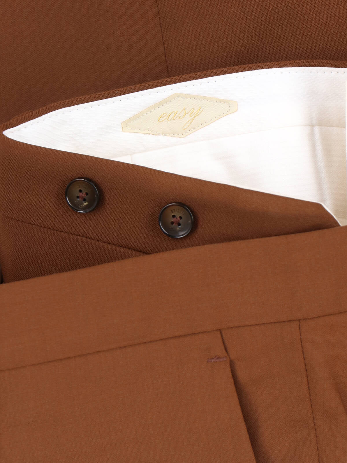 Brown Tailored Mid-Rise Virgin Wool Trousers