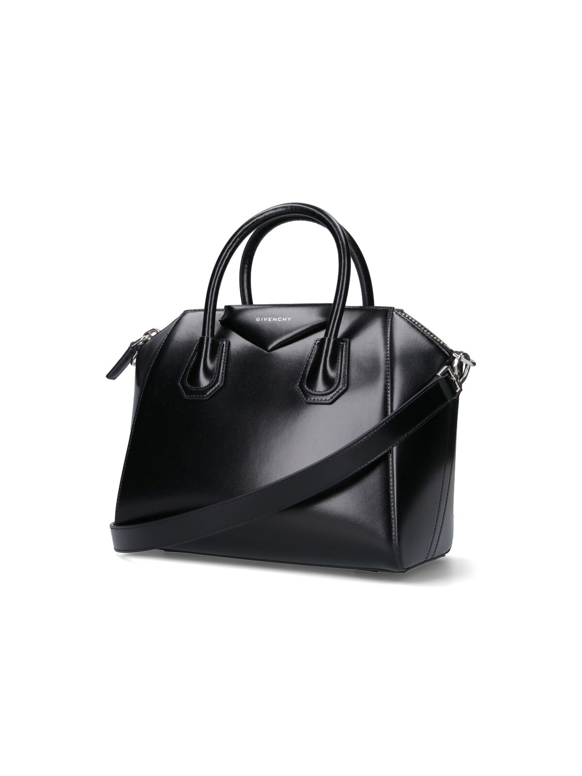 Structured Black Calf Leather Antigona Handbag