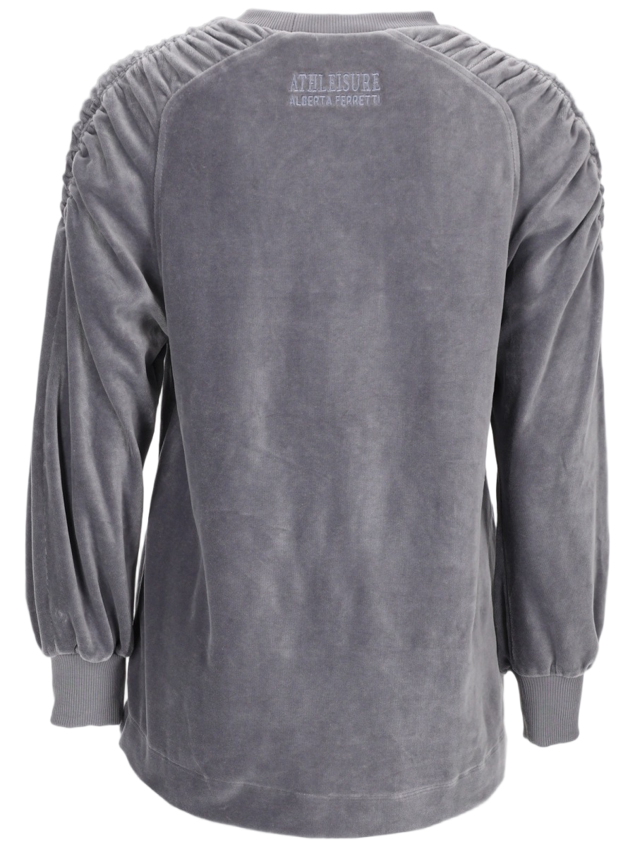 Plush Chenille Sweatshirt with Gathered Shoulder Detailing