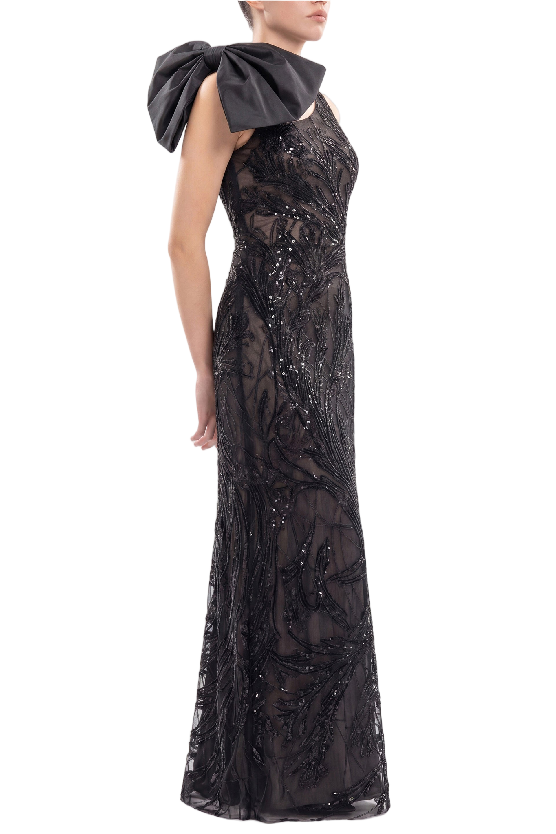 Asymmetrical Embroidered Dress With Bow
