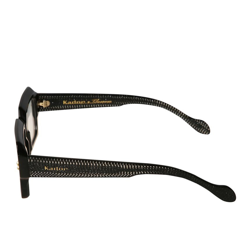 Evy Glamour Textured Rectangular Frame Eyeglasses with Gold Accents
