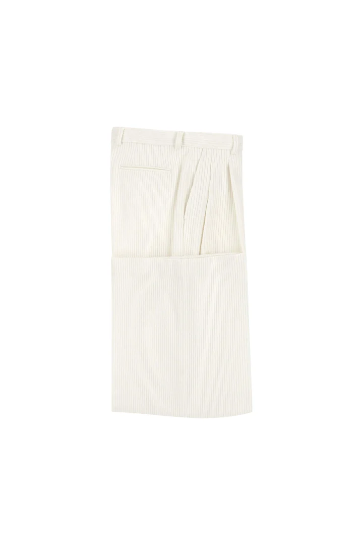 High-Waist Wide-Leg Pants With Ribbed Texture