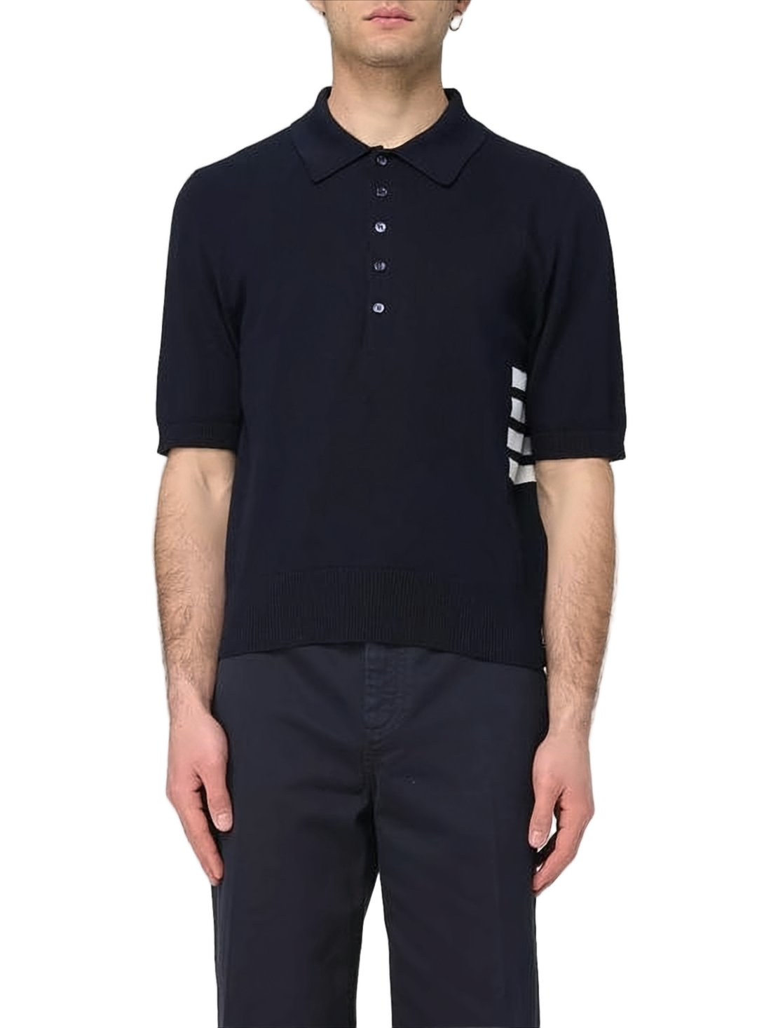 Short-Sleeved Polo Shirt with Contrasting Stripes