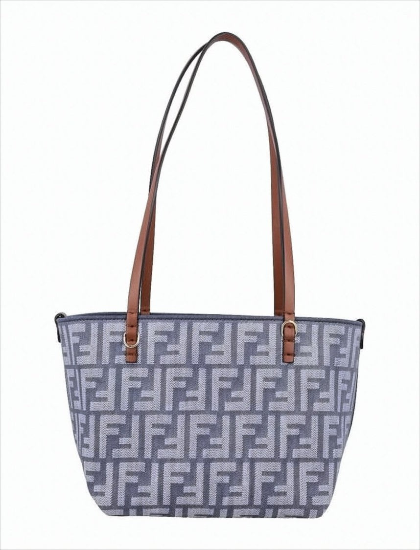 Geometric Pattern Shoulder Bag with Leather Straps