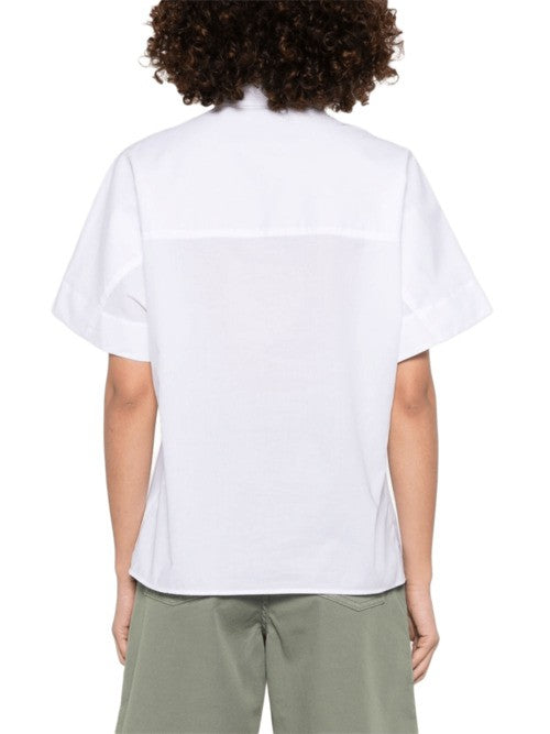 Cotton Shirt With Classic Collar And Kimono Sleeves