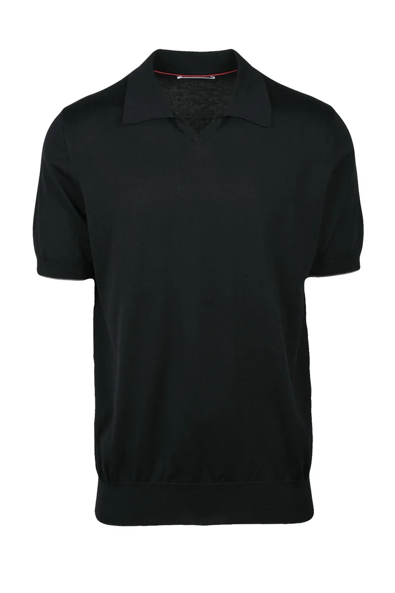 Cotton Knit Polo - Black