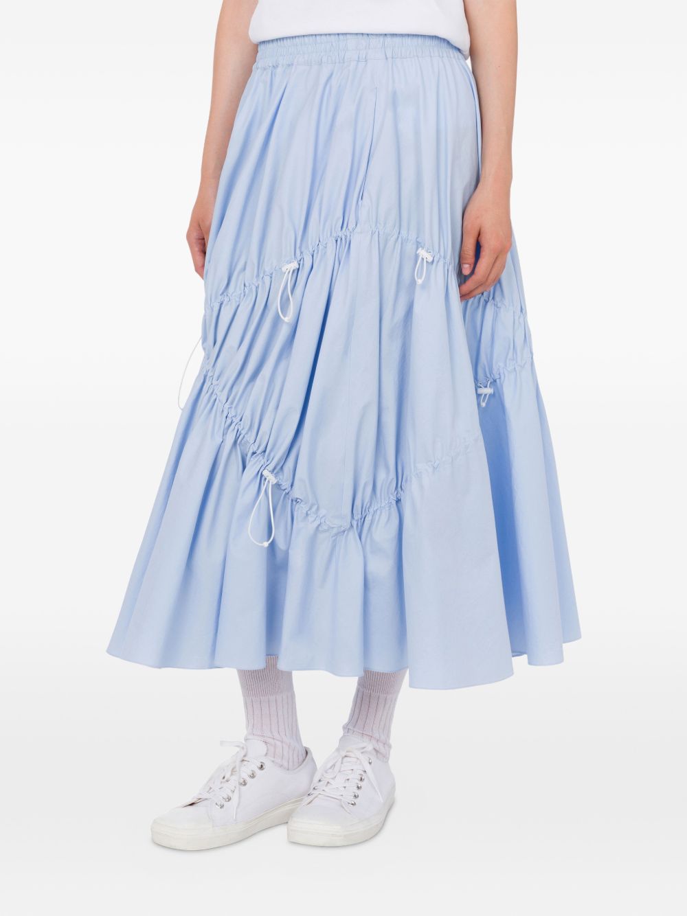 Light Blue Voluminous Skirt With Ruched Detailing
