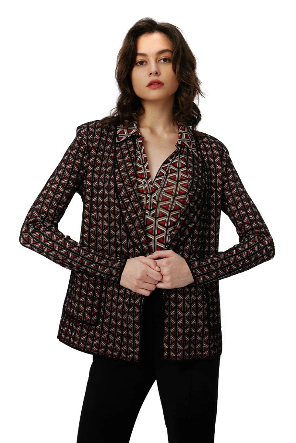 Multicolor Geometric Pattern Blazer