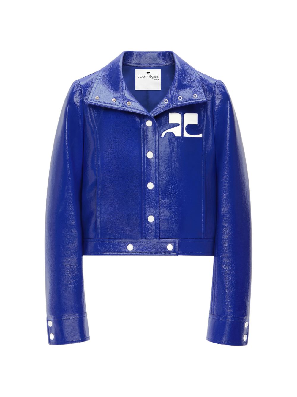 Cropped Blue Jacket With Structured Collar