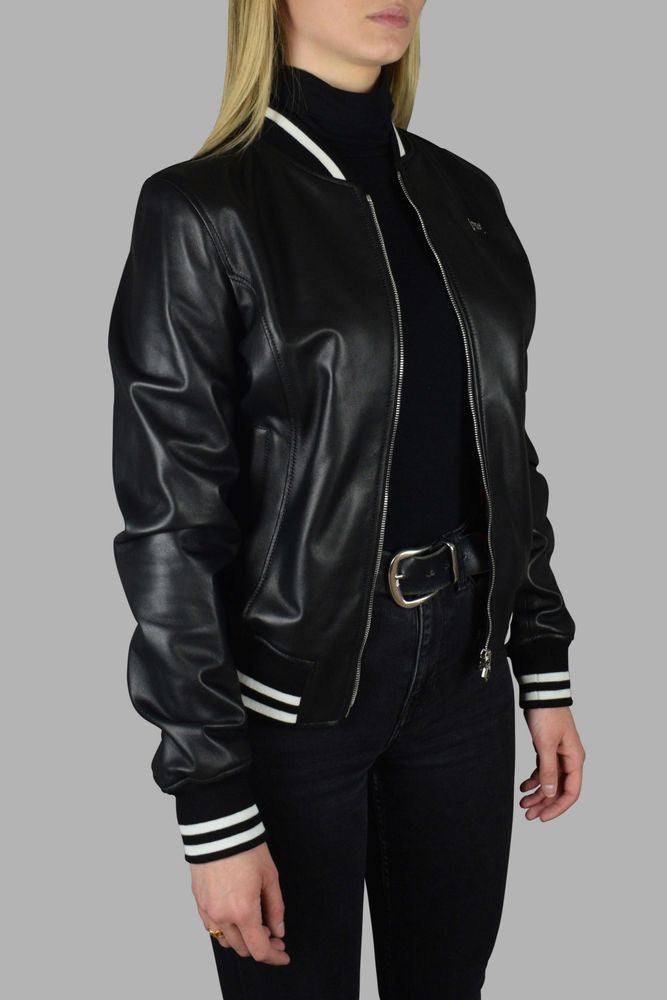 Leather Bomber Jacket With Heart