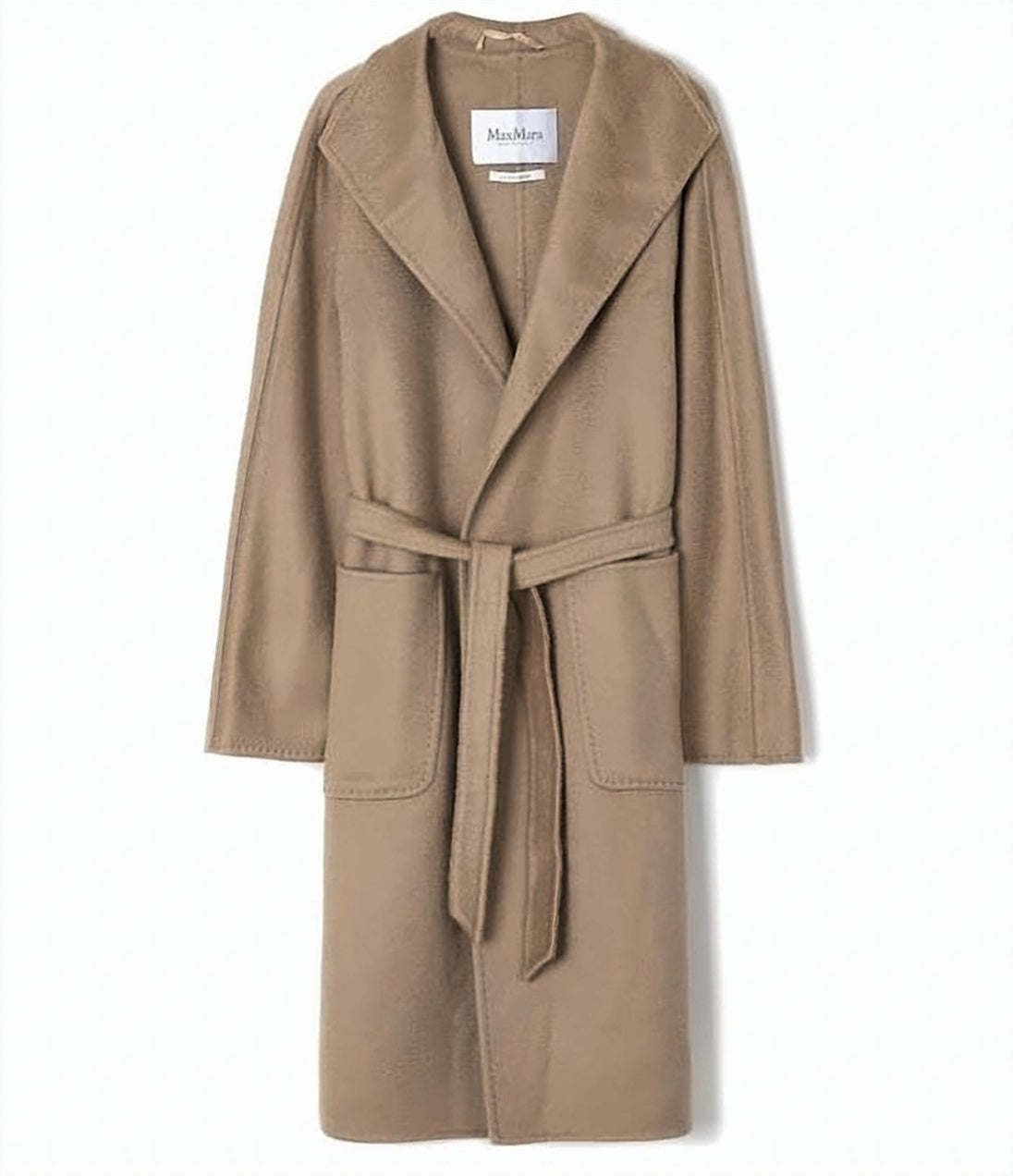 Long Cashmere Coat with Wide Lapel