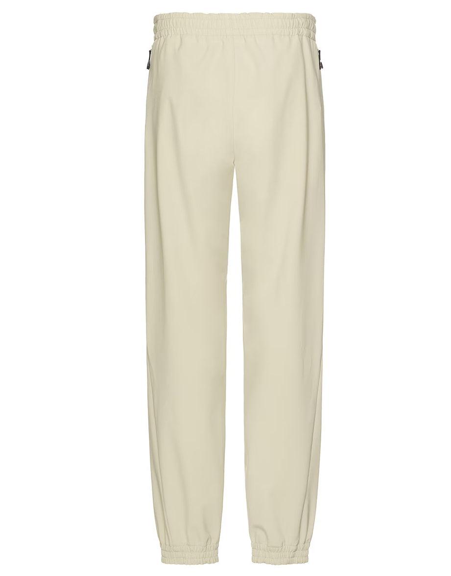 Beige Sweatpants With Elastic Waistband And Ankle Cuffs