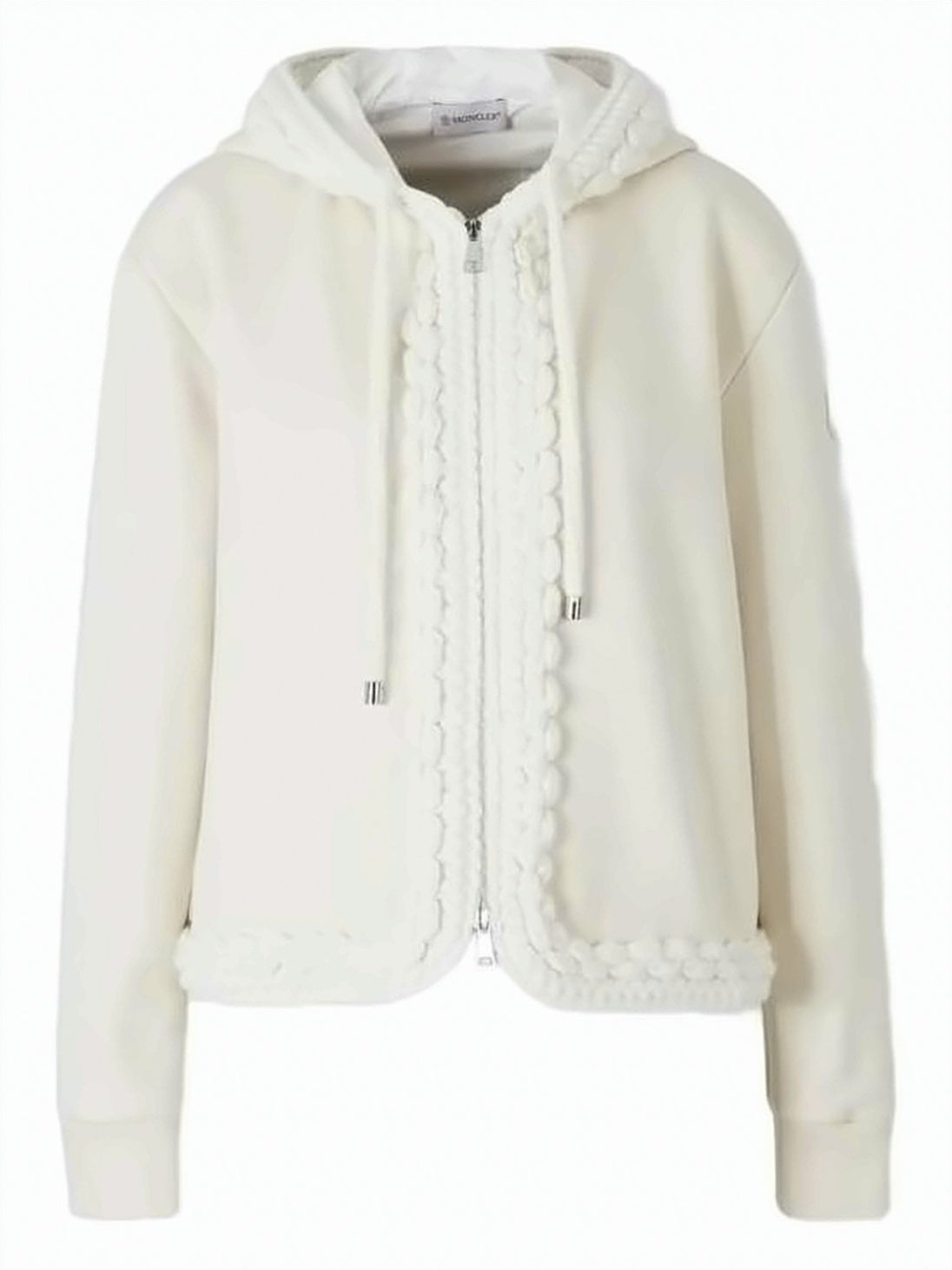 Hooded Zip-Up Sweatshirt with Braided Trim
