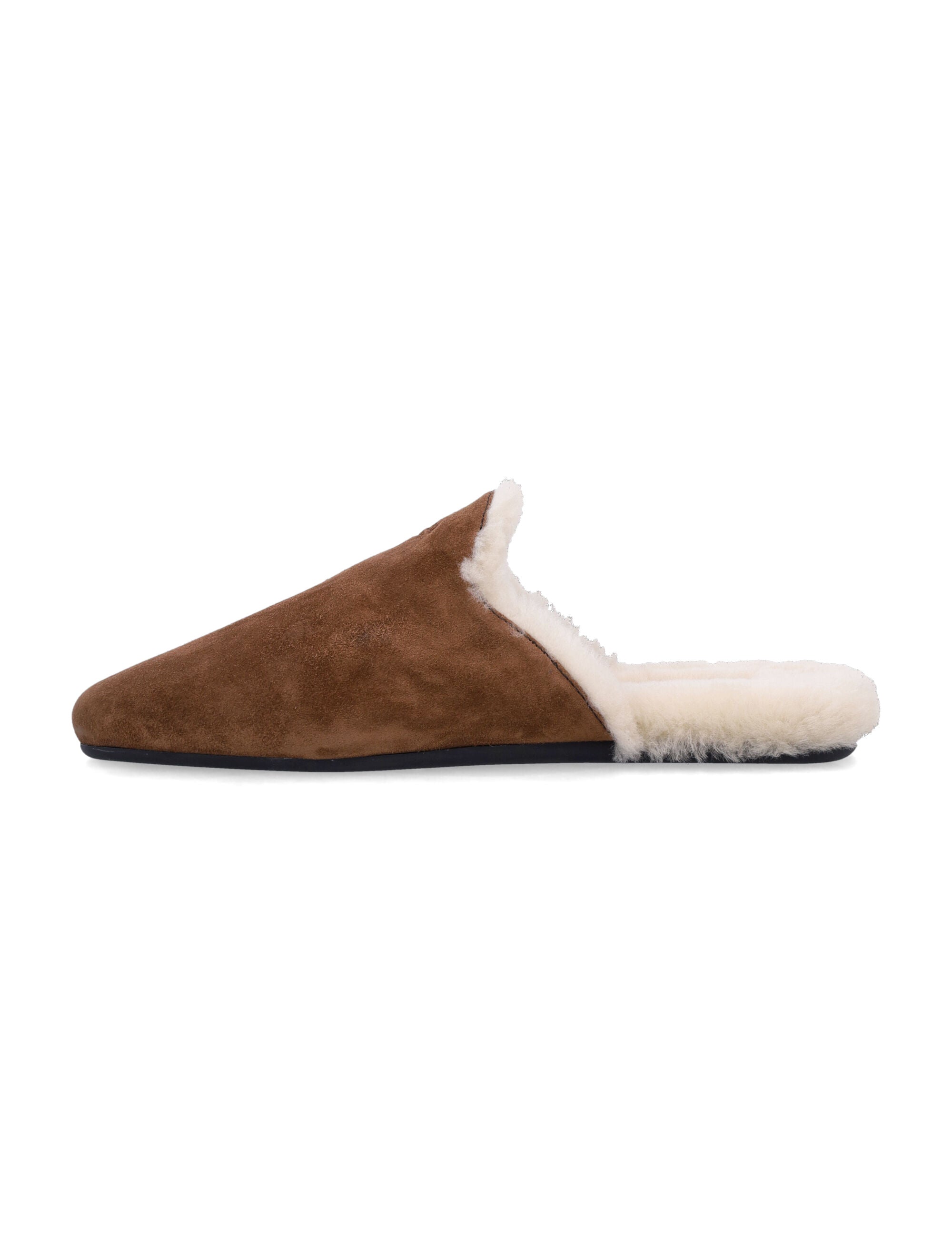 Suede Leather And Shearling Mules