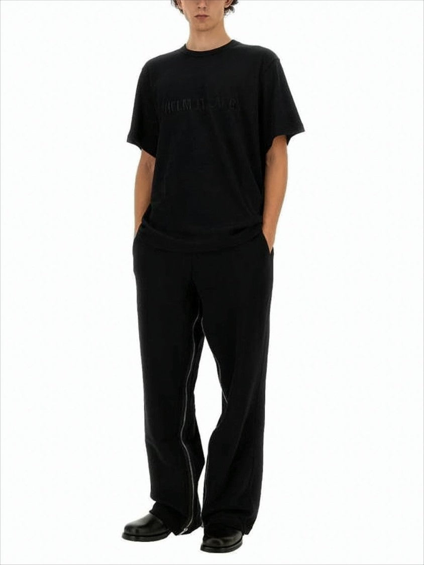 Short-Sleeve Black T-Shirt with Embossed Logo