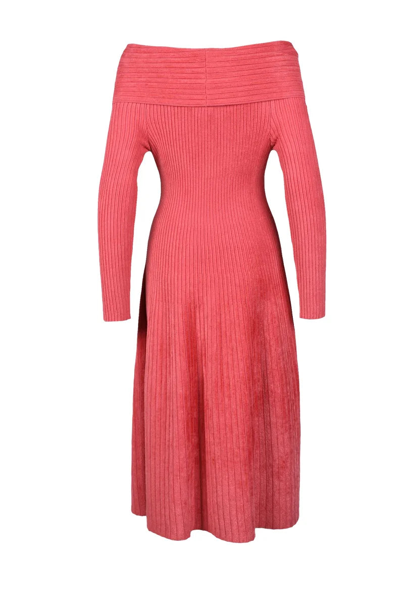 Long Chenille Dress - Red