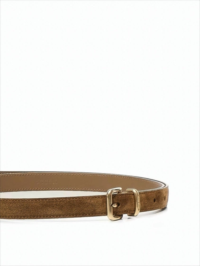 Slim Calf Leather Belt with Gold-tone Buckle