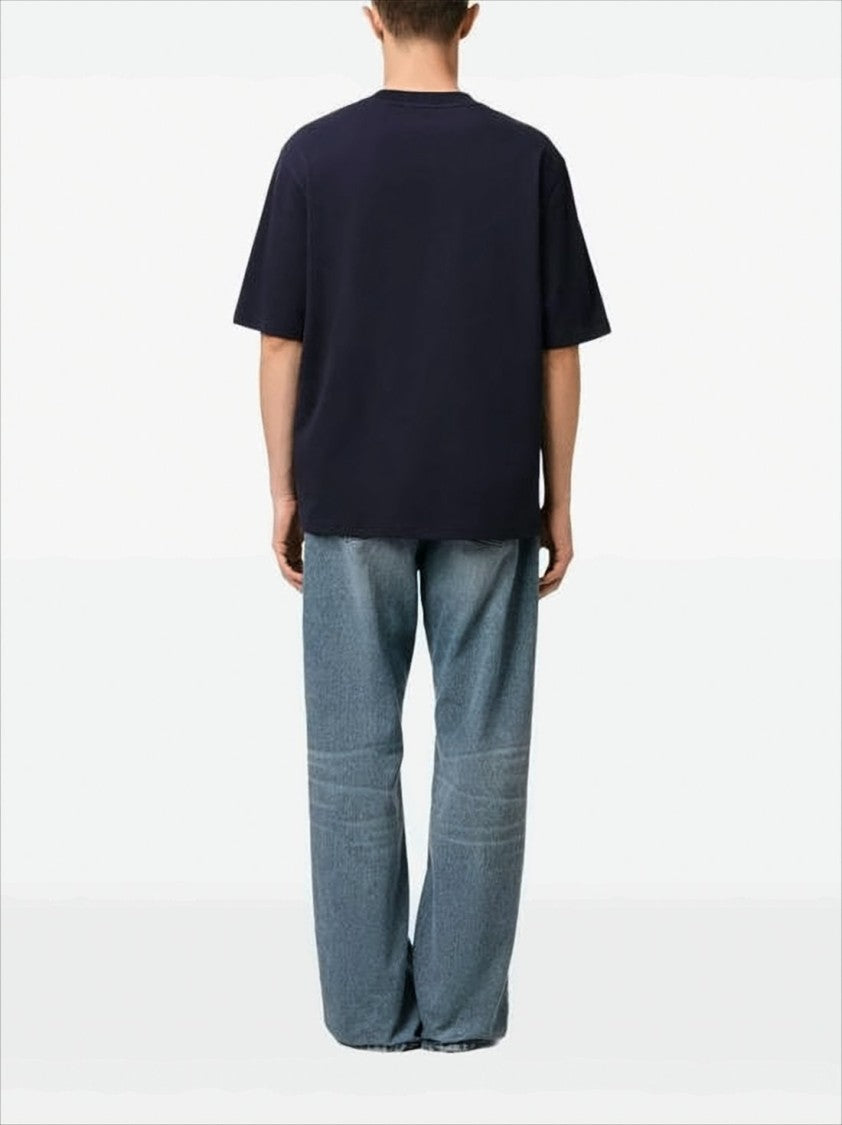 Boxy Navy T-Shirt with Playful Logo Detailing