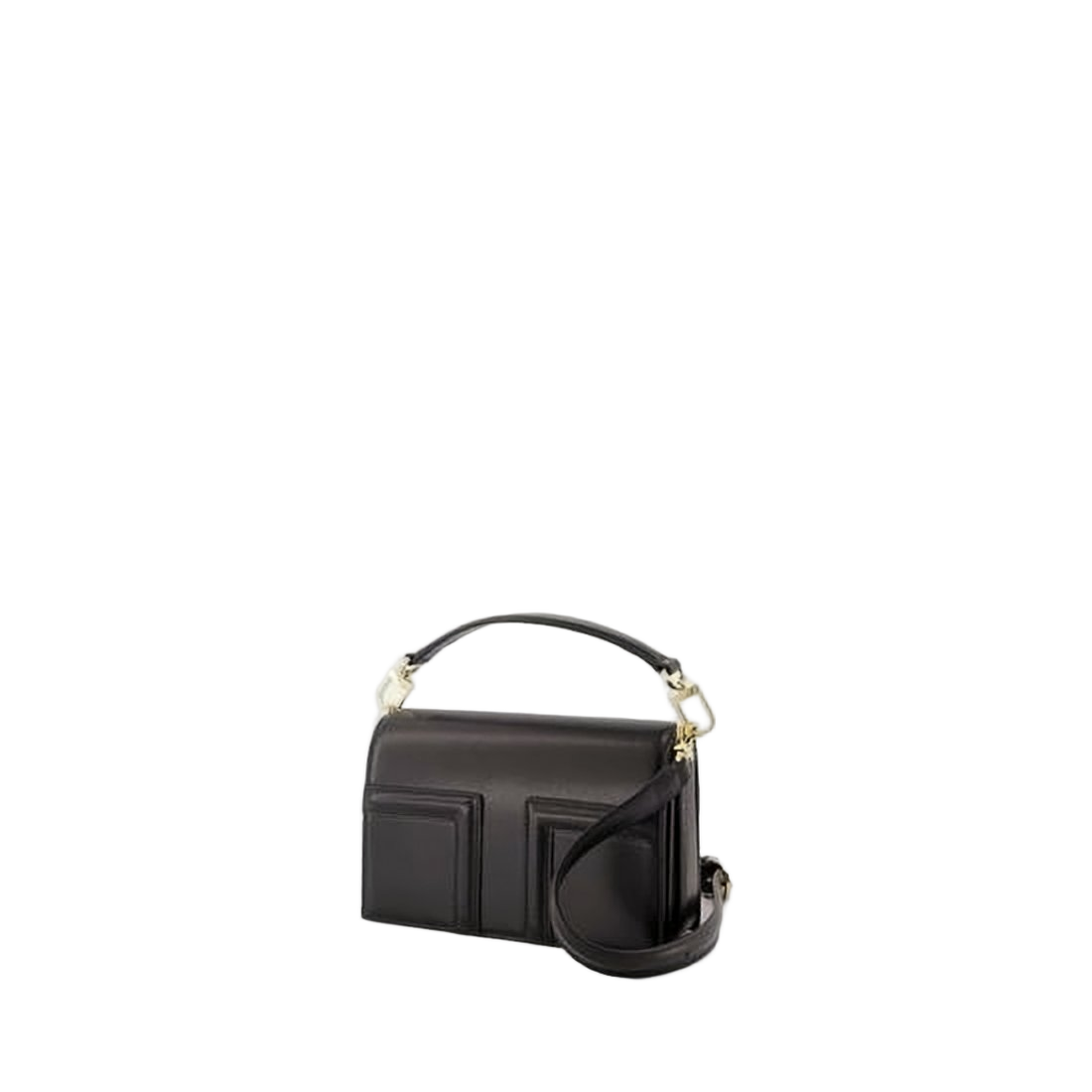 Structured Black Leather Shoulder Bag