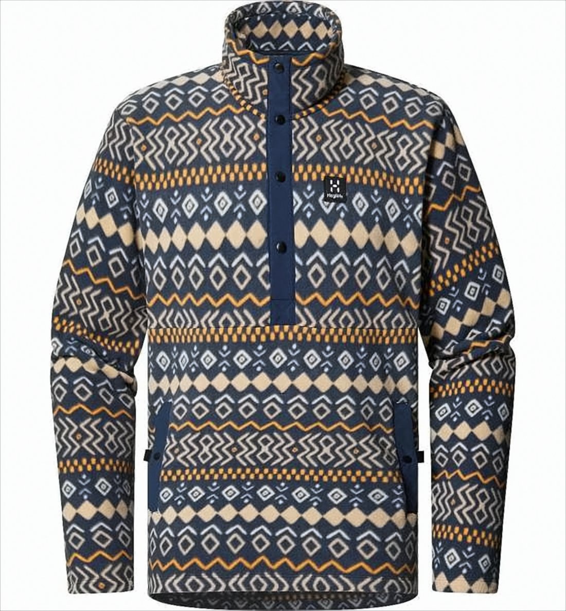 Geometric Pattern Zip-Up Knit with High Collar