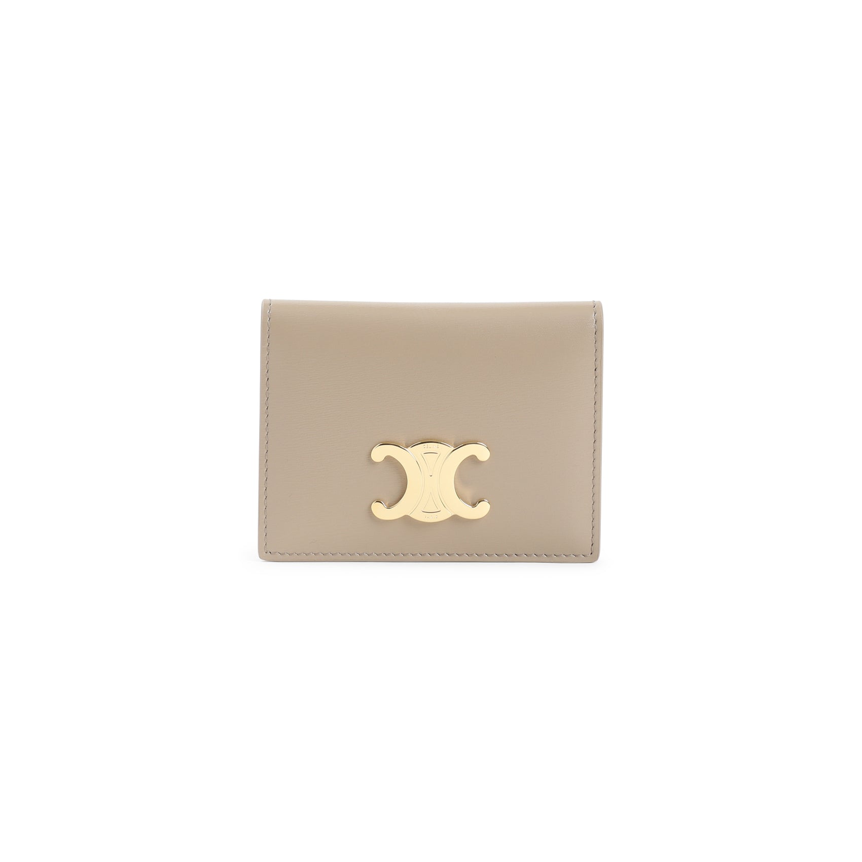 Nude Calf Leather Wallet with Flap Closure