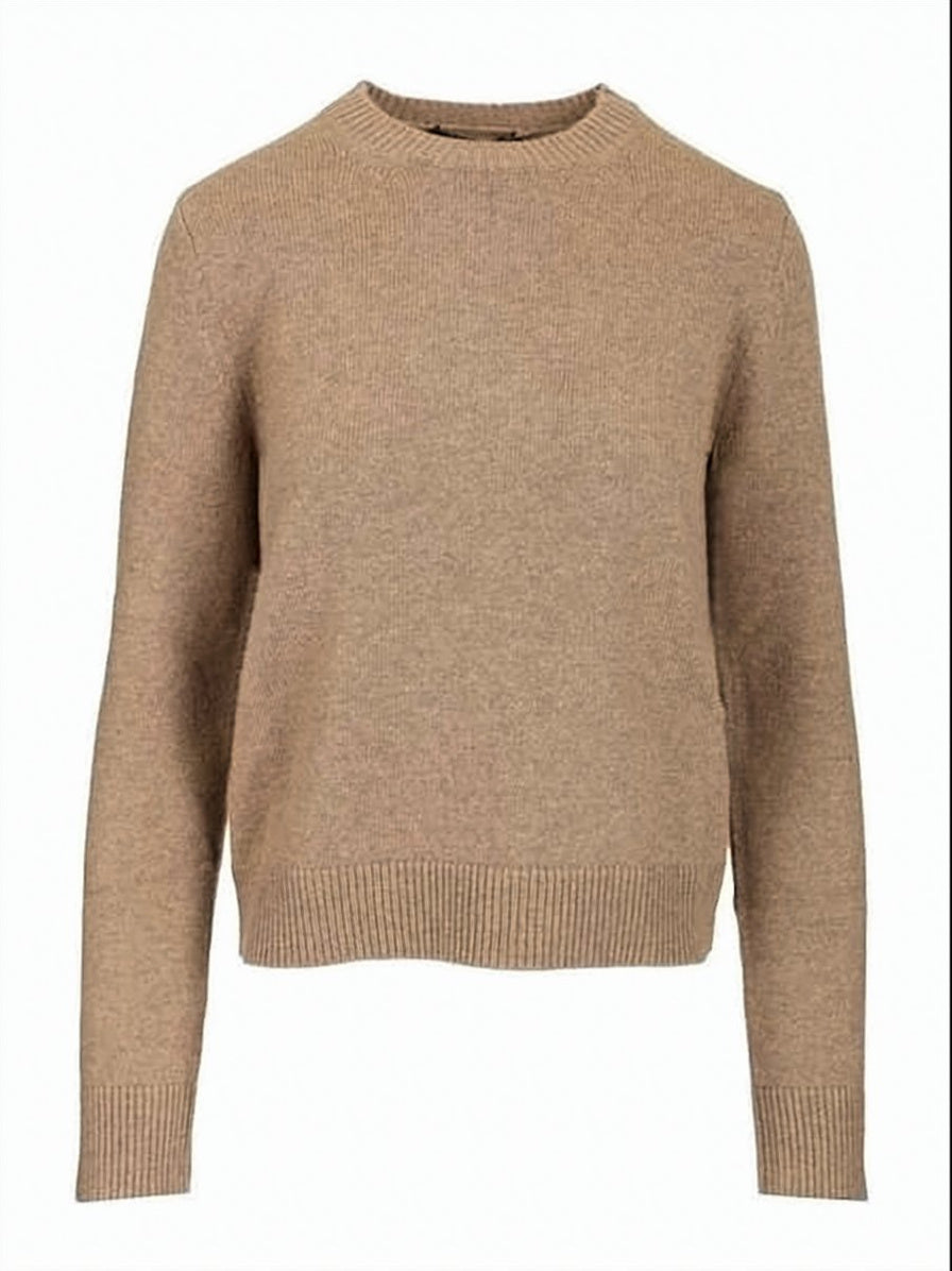 Brown Knit Sweater With Crew Neckline