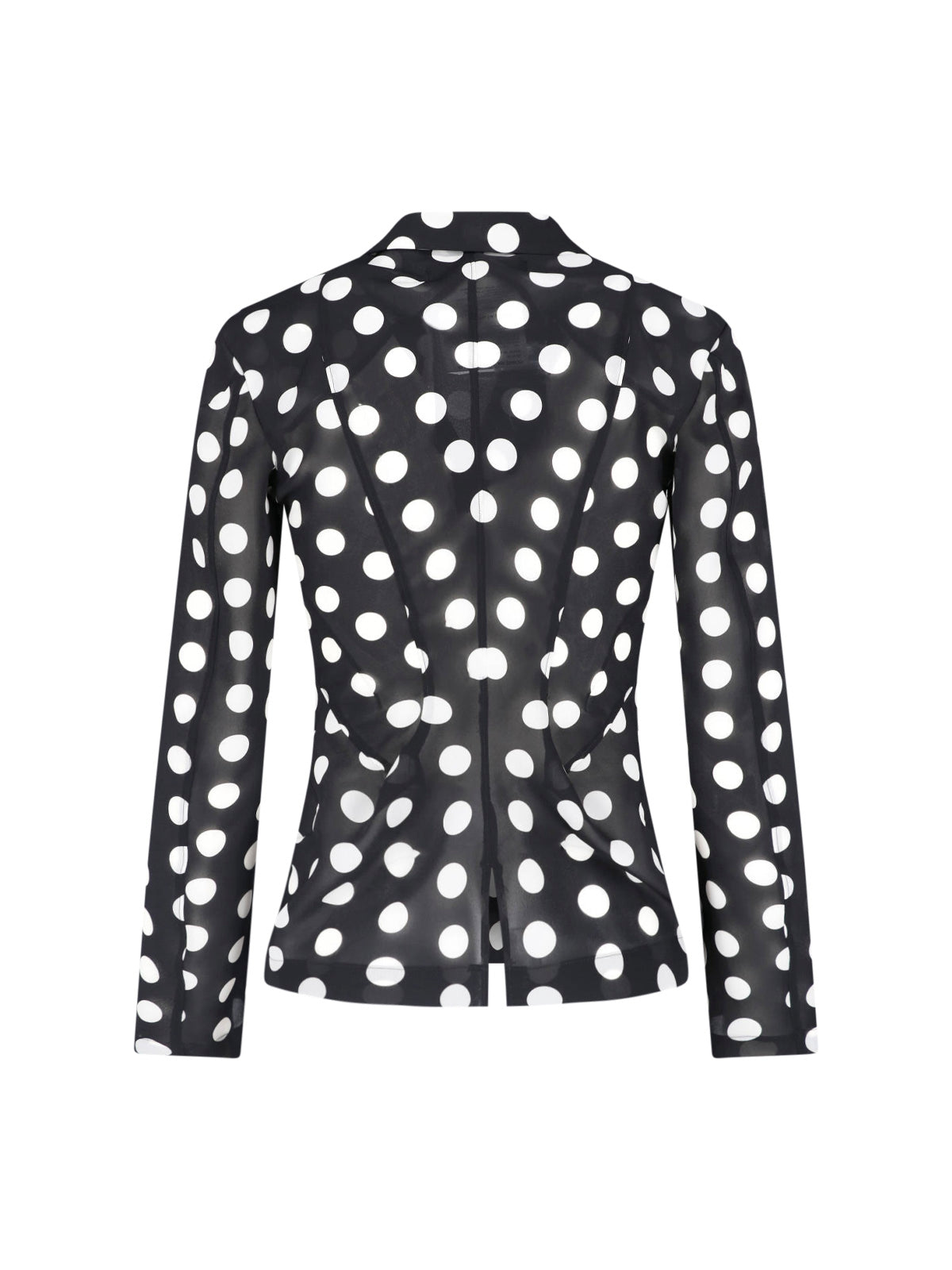 Black Polka Dot Fitted V-Neck Shirt