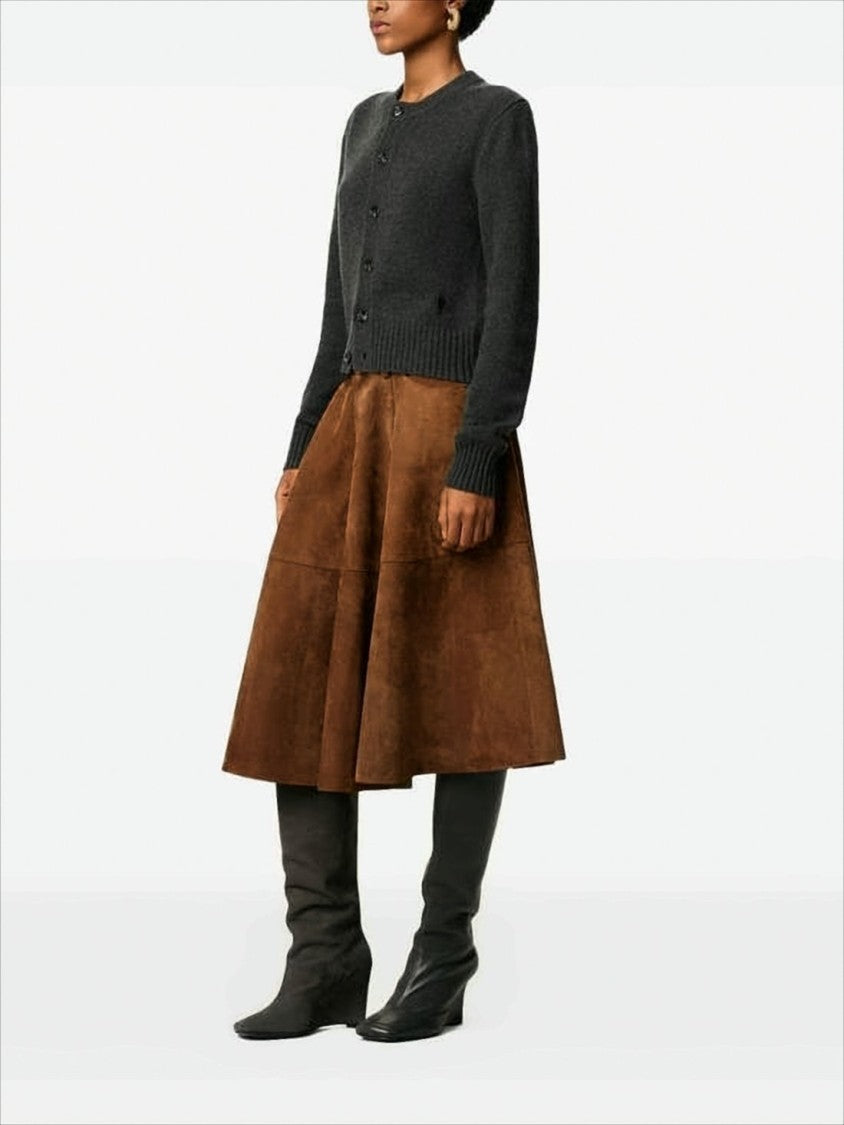 Cropped Cashmere-Wool Cardigan with Button Front