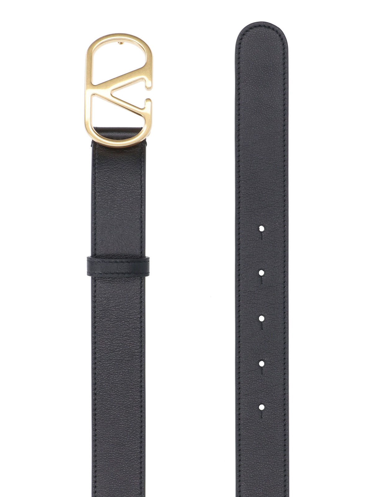 Black VLogo Signature Adjustable Leather Belt