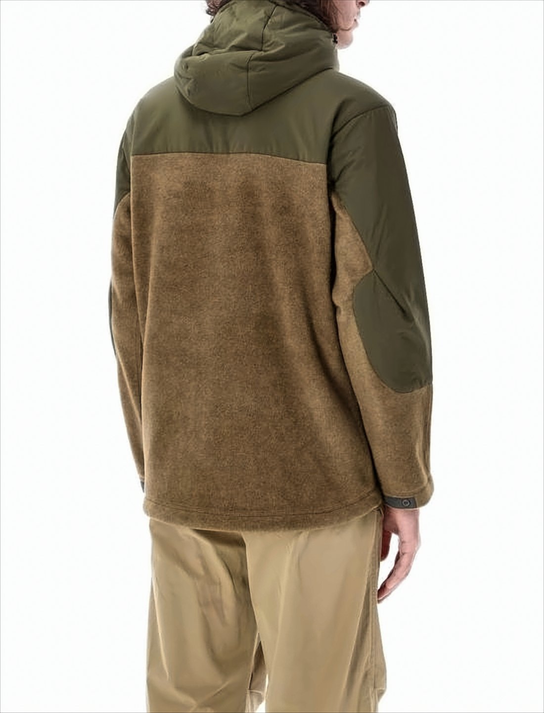 Two-Tone Textured Jacket With Hood And Logo