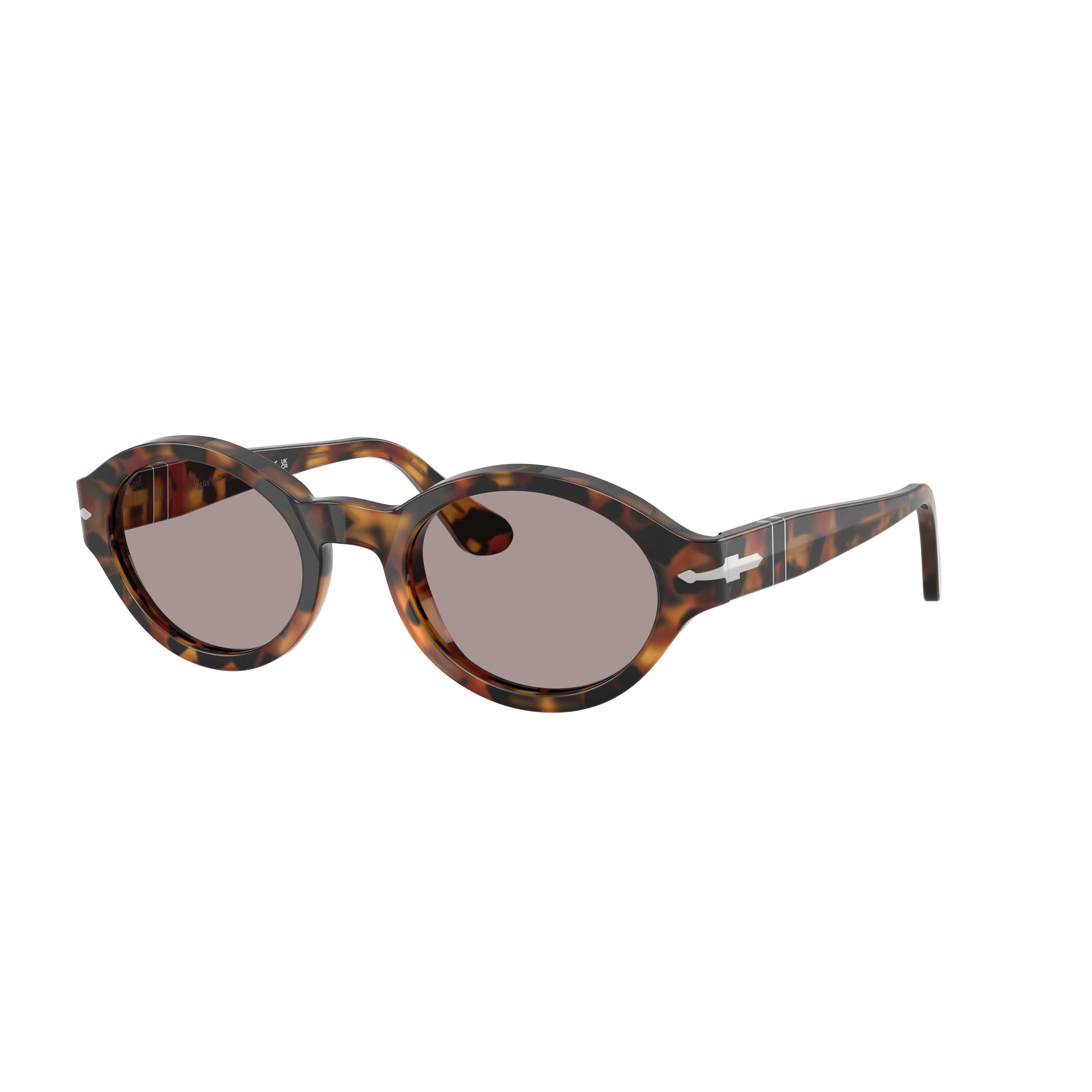 0po3378s Tortoiseshell Oval Sunglasses with Metallic Detail