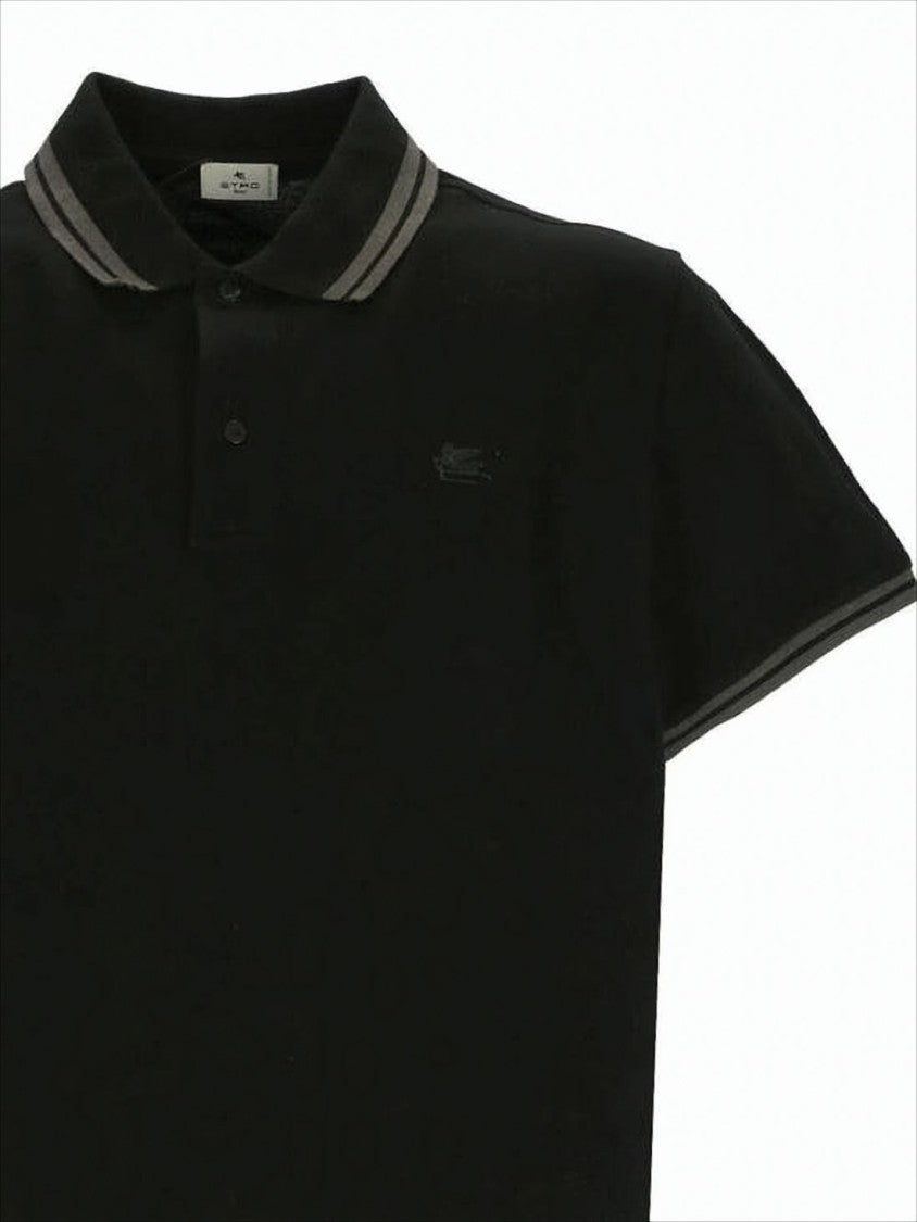 Short-Sleeve Polo Shirt with Contrasting Stripes
