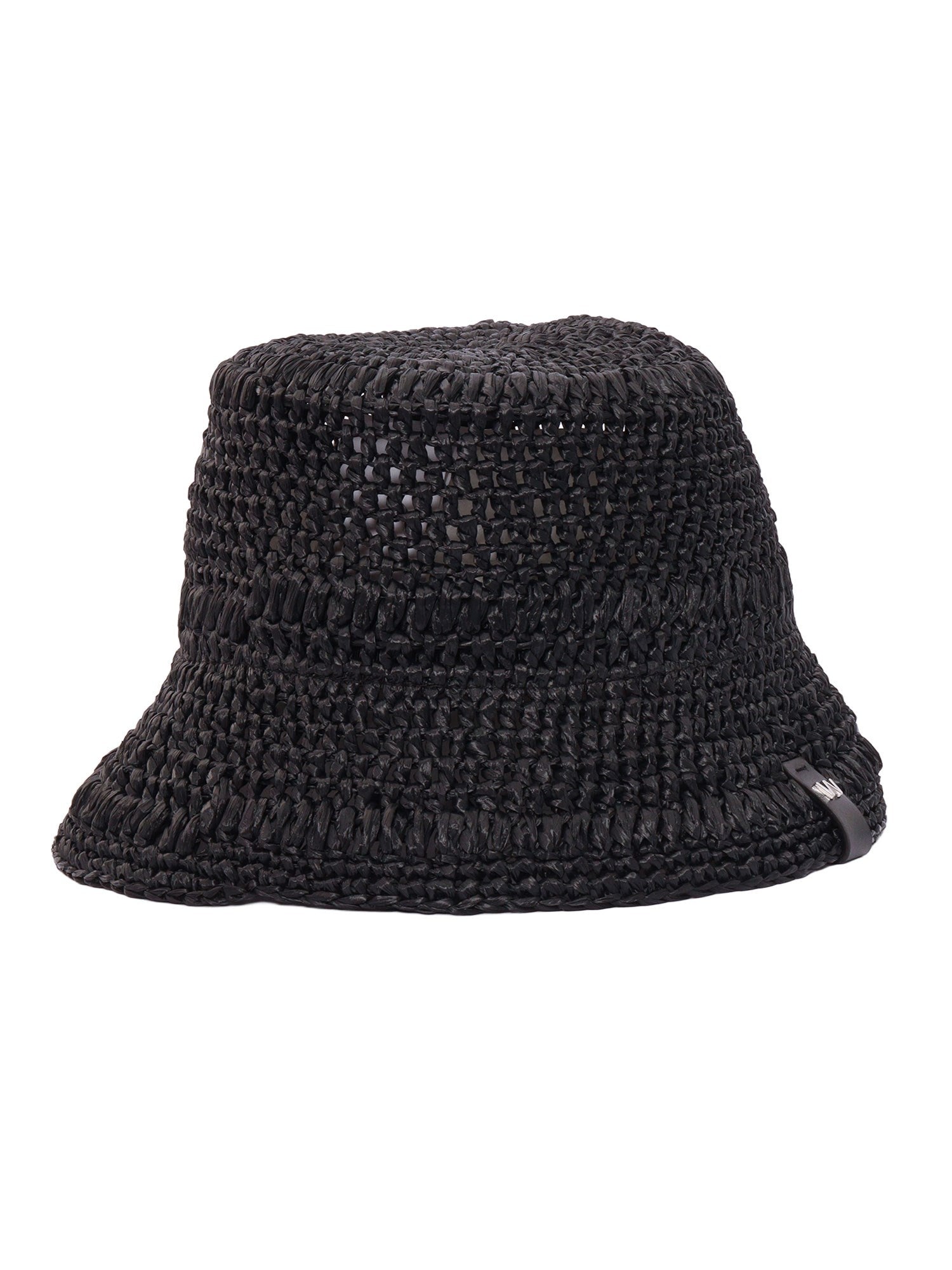 Woven Black Bucket Hat with Textured Braided Design