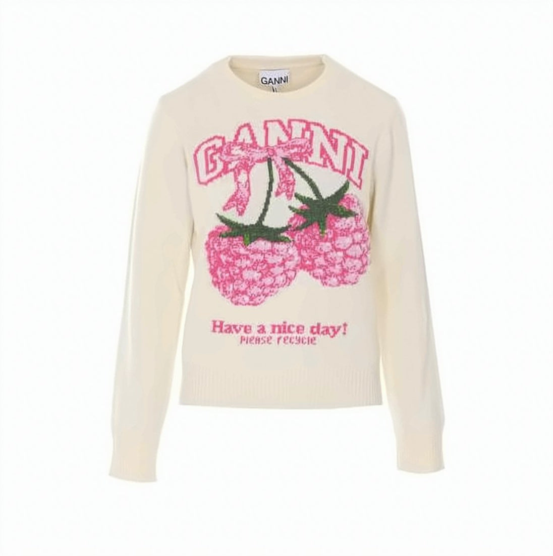 Graphic Knitted Sweater With Vibrant Raspberry Design
