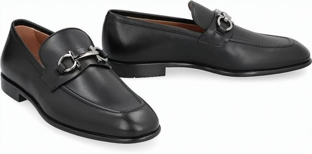 Polished Calf Leather Loafers with Silver-tone Bit