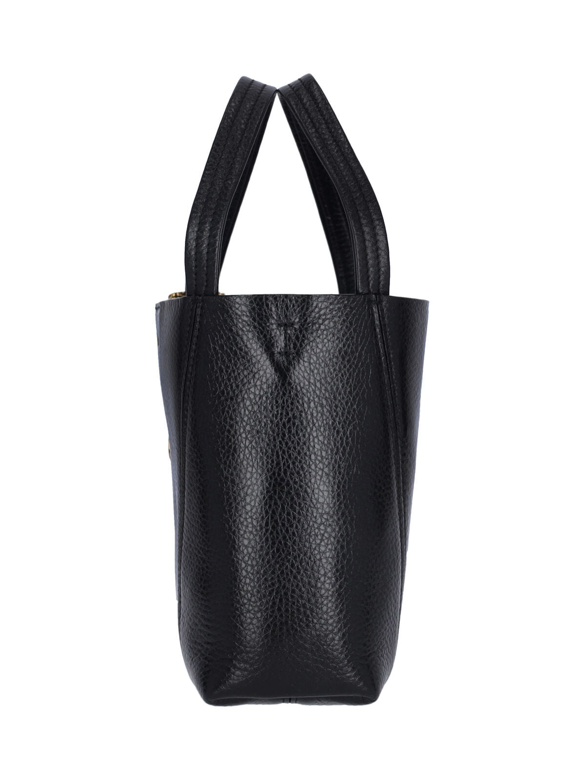Small Hammered Leather Tote with Golden Accents