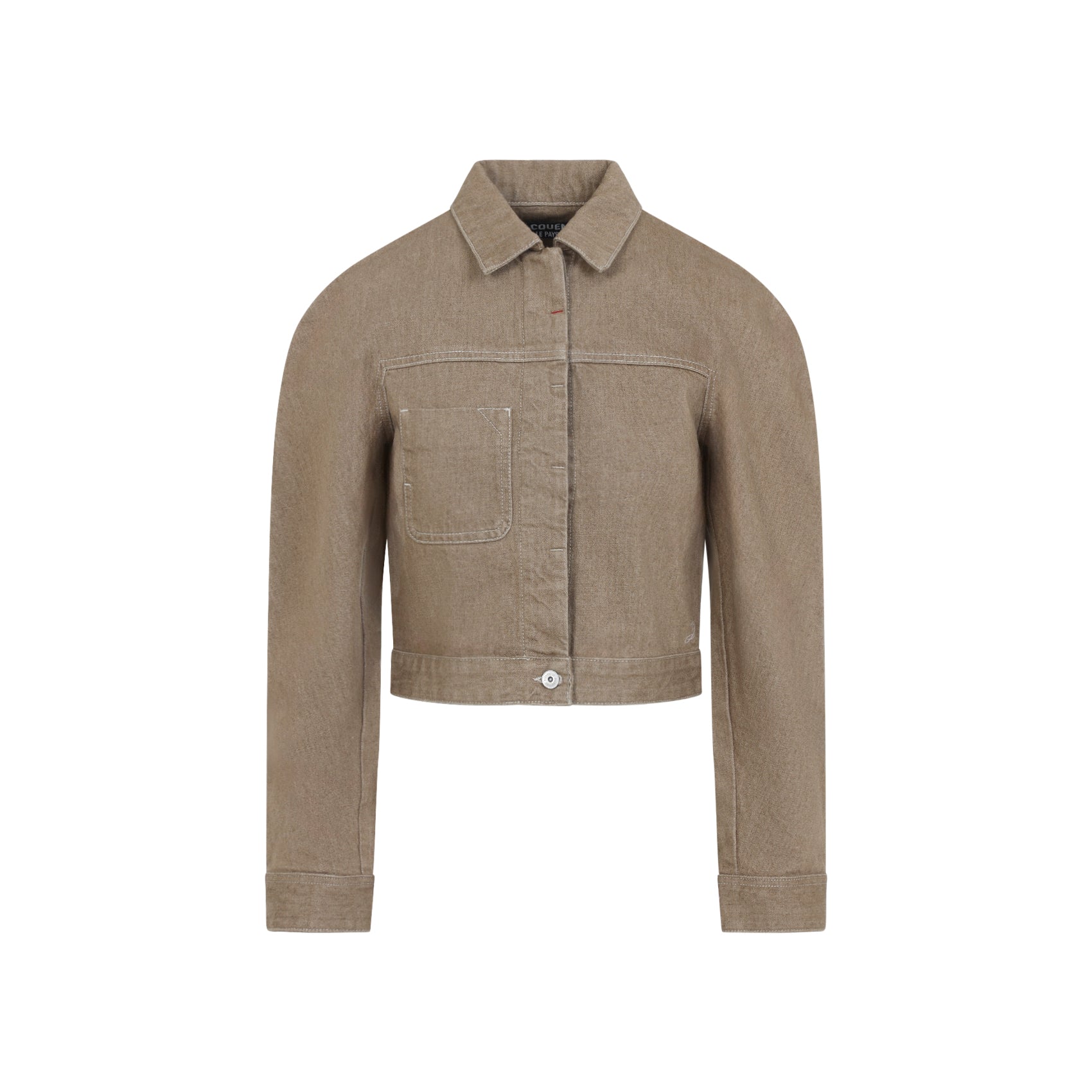 Cropped Brown Jacket With Classic Collar