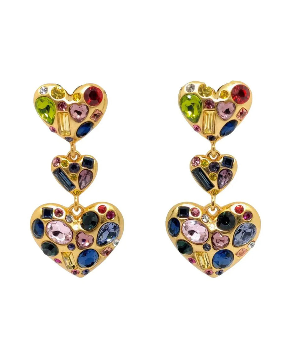 Gemstone Heart Chandelier Earr