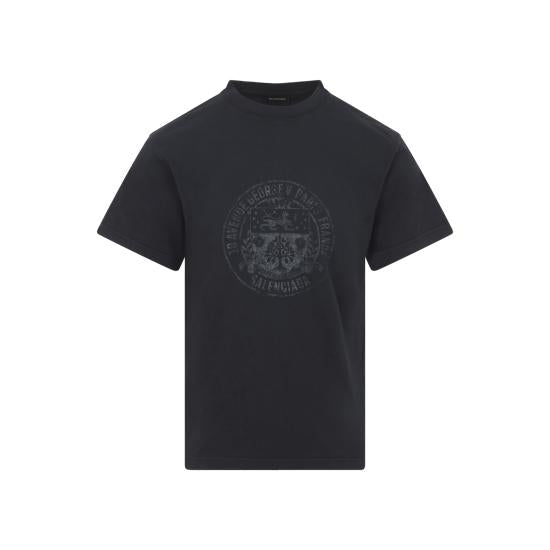 Short-Sleeve Black T-Shirt with Subtle Emblem