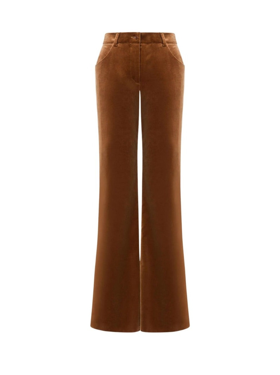 Brown Stretch Cotton Velvet Blend Trousers