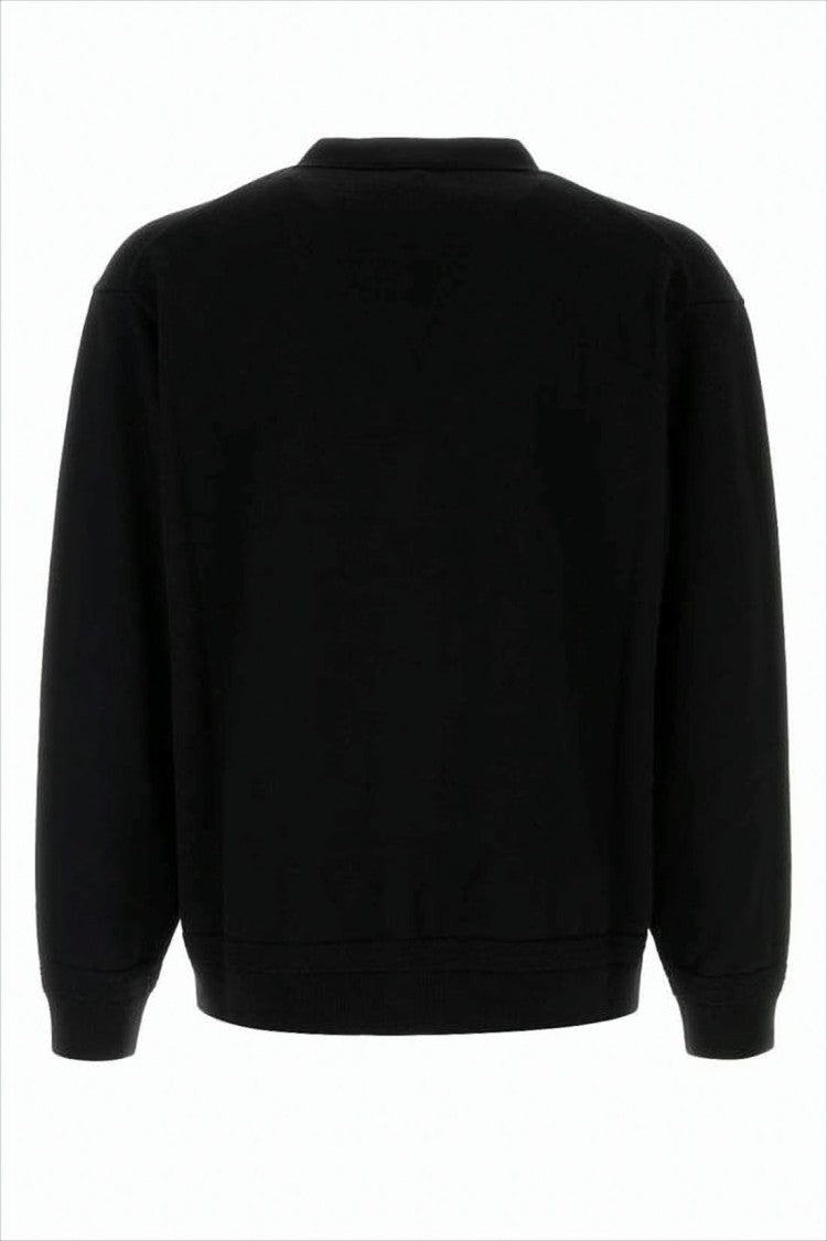 Cropped Black Wool Cardigan With V-Neckline And Embroidered Detail