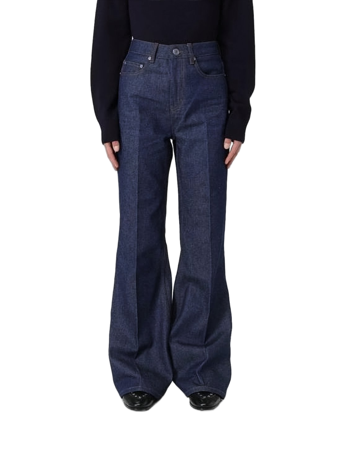 High-Waisted Wide-Leg Denim Pants