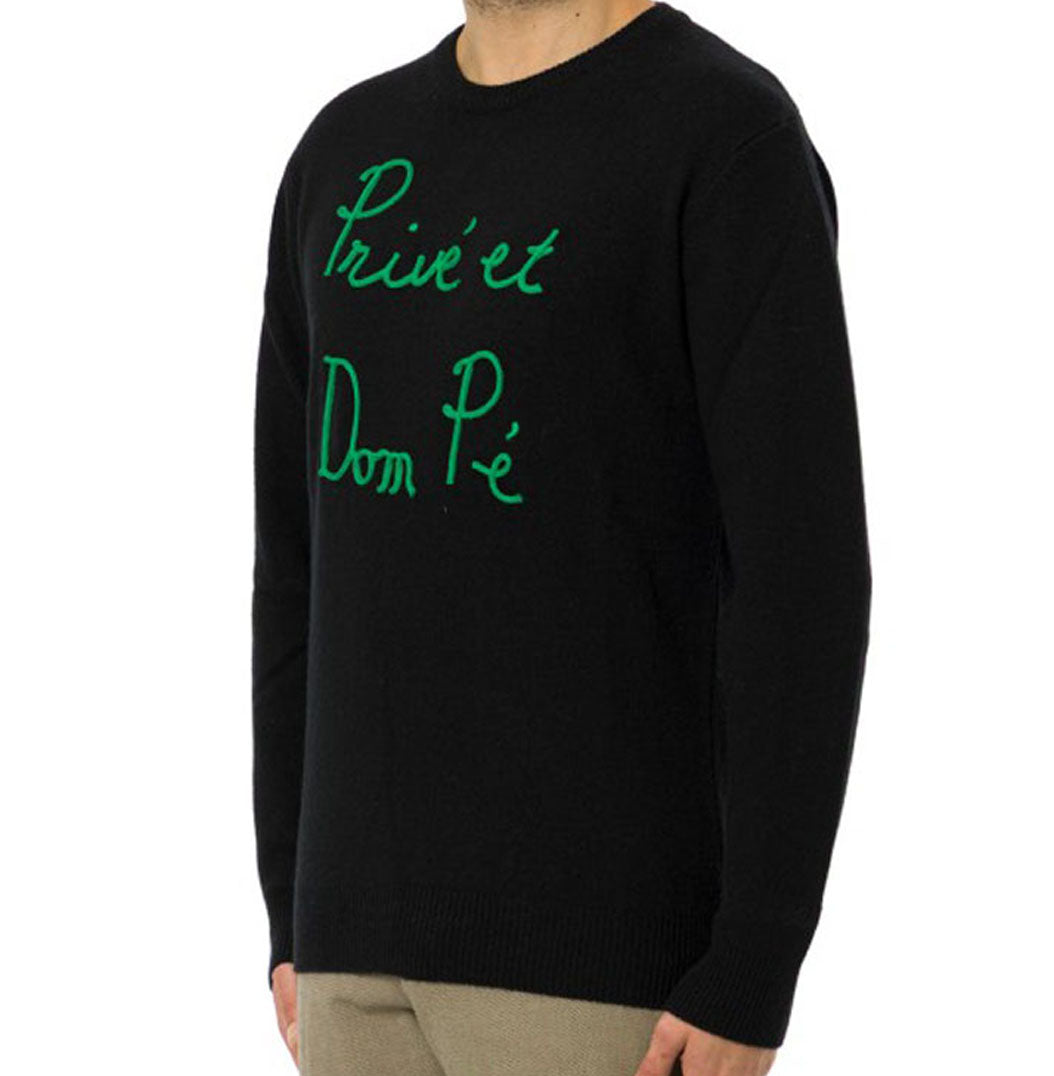 Prive Et Dompe 00 Emb Black Crewneck Sweater