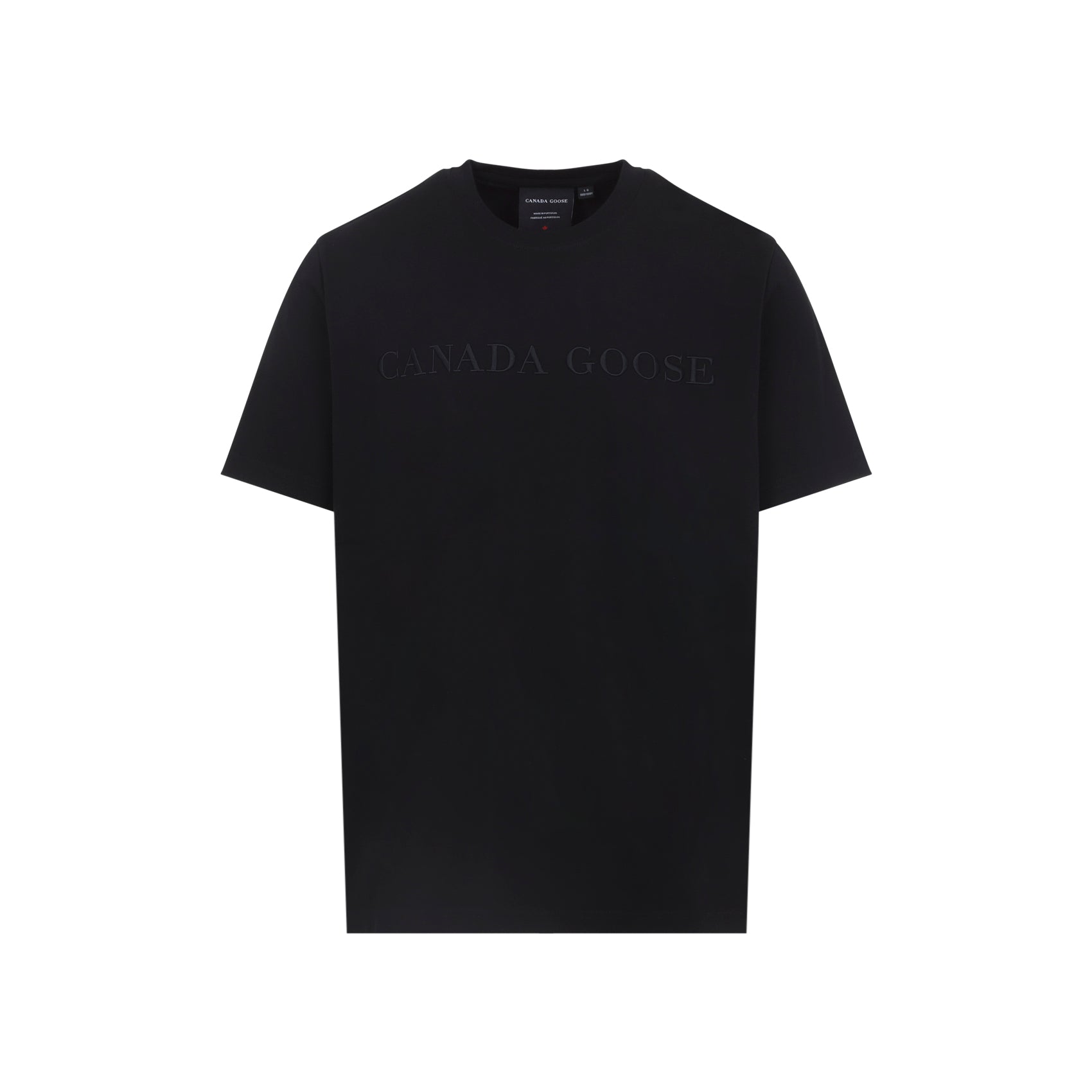 Short-Sleeve Black T-Shirt with Embossed Detail