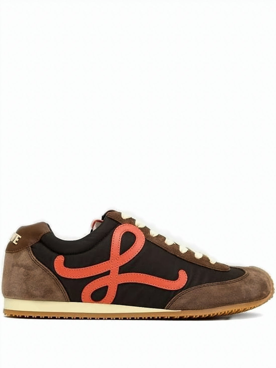 Calf Leather and Nylon Sneakers with Coral Logo